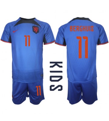 Nederland Steven Berghuis #11 Bortedraktsett Barn VM 2022 Kortermet (+ Korte bukser)